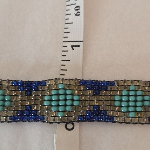 2 Boho Seed Bead Bracelets Cobalt Blue Turquoise Colors - Picture 7 of 11